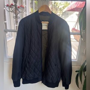 Ben Sherman XL Pleaded Black Polyester Cotton Quilted Bomber Jacket